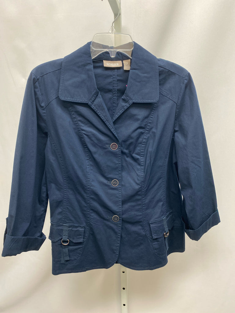 Chico's Size Chico's 1 (Medium) Navy Jacket/Top