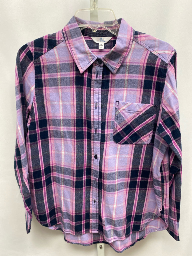 Time and Tru Size Medium Purple Plaid Long Sleeve Top