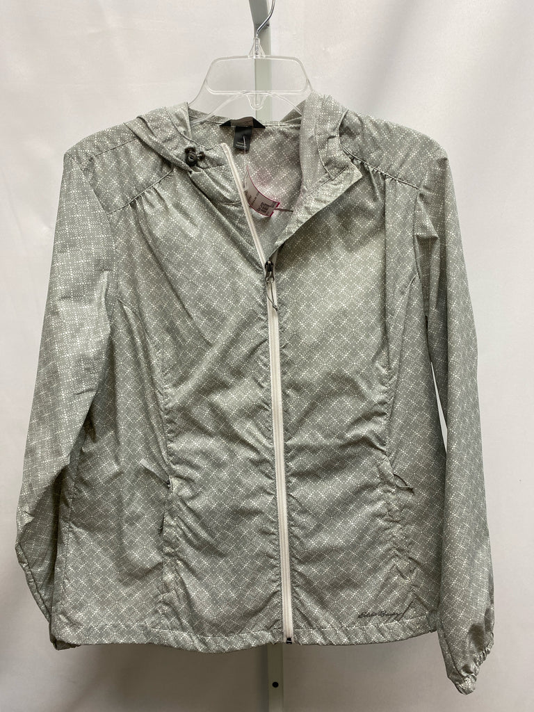 Size Large Eddie Bauer Gray Print Jacket/Outerwear