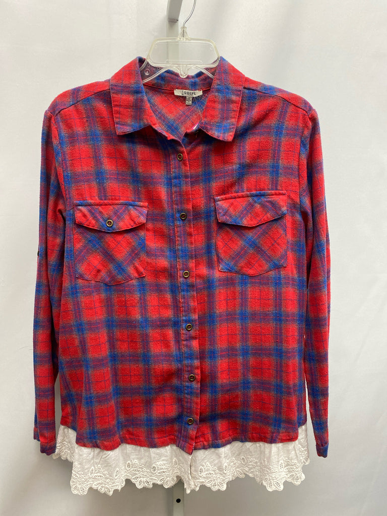 Jodifl Size Small Red/blue Flannel Shirt