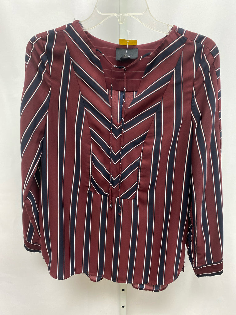 Lumiere Size Small Burgundy Print Long Sleeve Top