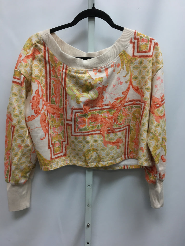 Anthropologie Size Small Beige Print Long Sleeve Top
