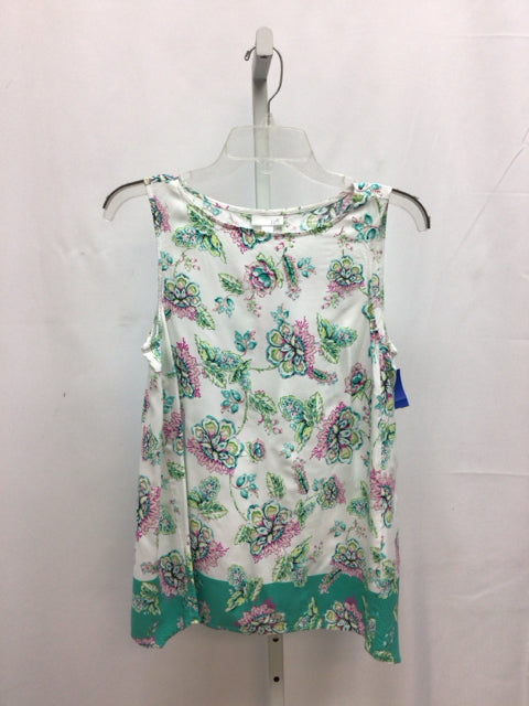 J.Jill Size Small White Floral Sleeveless Top