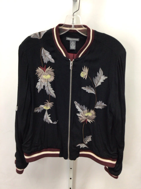 Chelsea & Theodore Size Small Black Floral Jacket