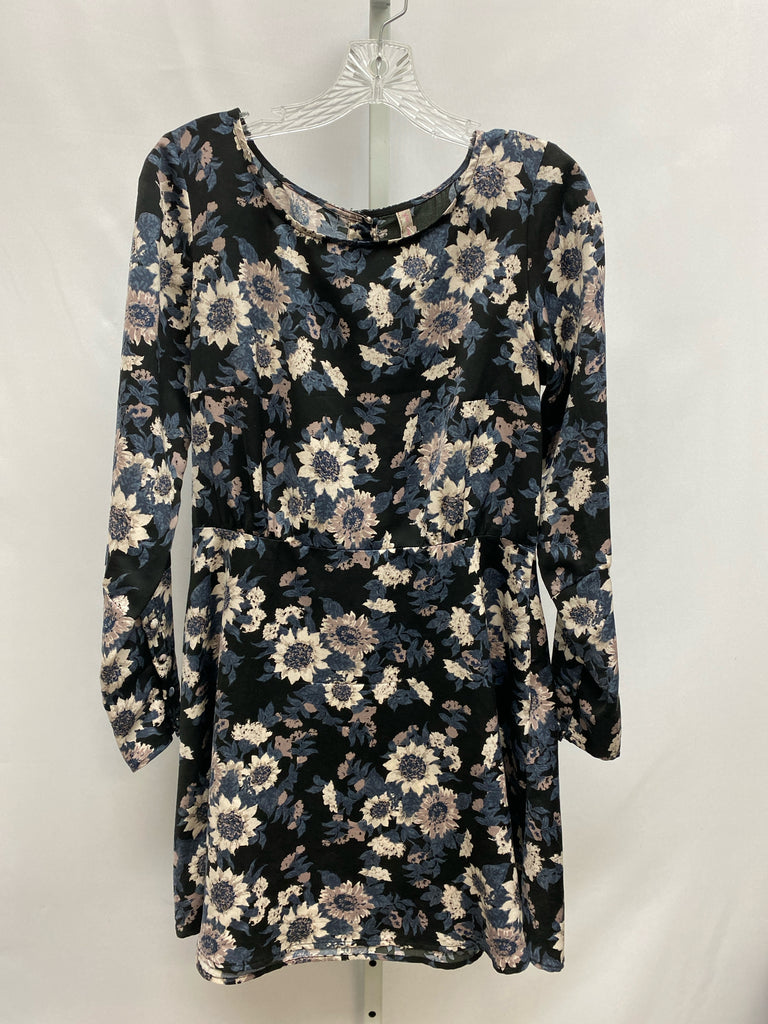 Size 6 Free People Black Floral Long Sleeve Dress