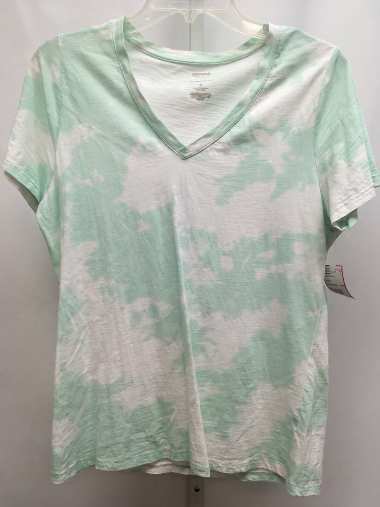 Sonoma Size Small Green/White Short Sleeve Top