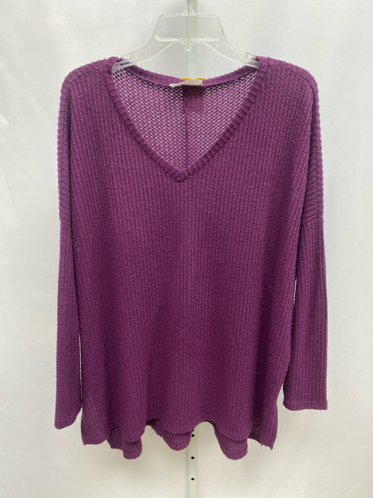 Zenana Size Large Purple Long Sleeve Top