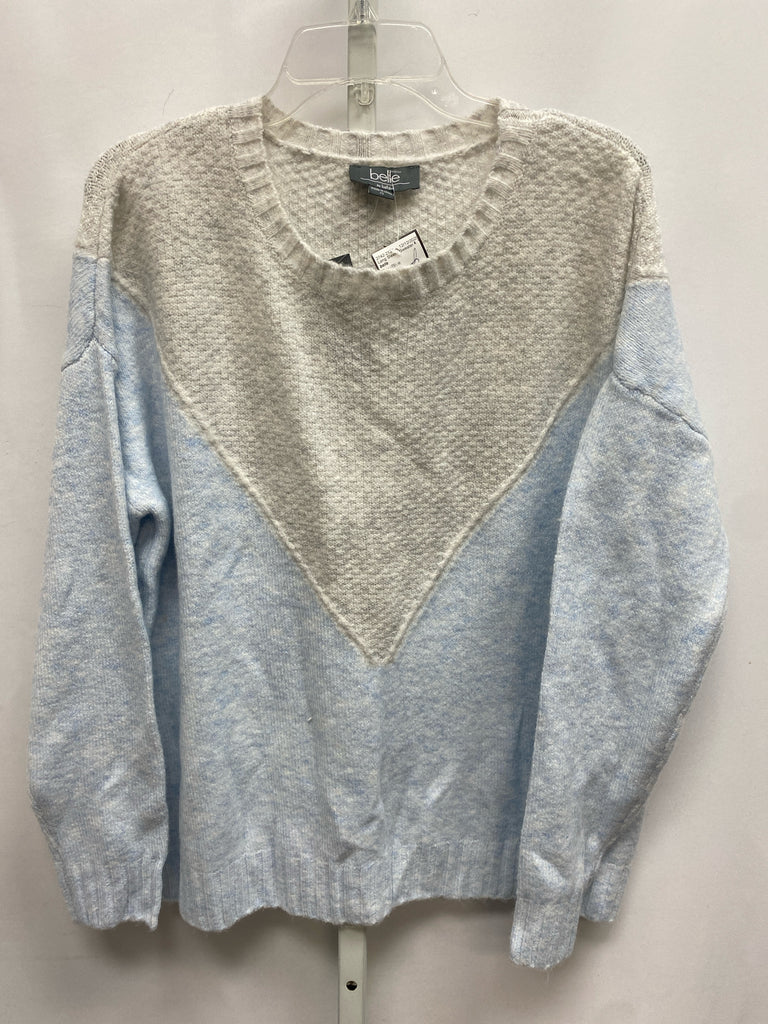 belle Size XL Gray/Blue Long Sleeve Sweater