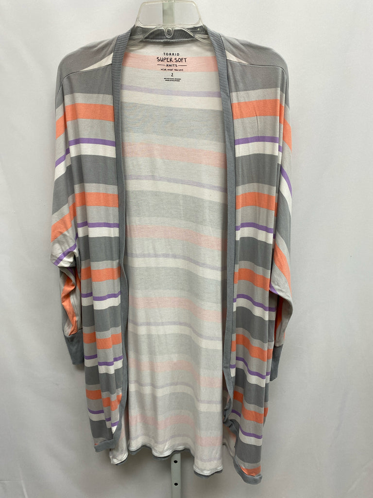 Torrid Size 2X Gray Stripe Cardigan