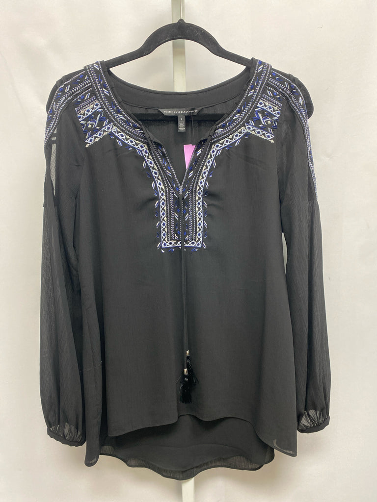 WHBM Size 2 Black Long Sleeve Top
