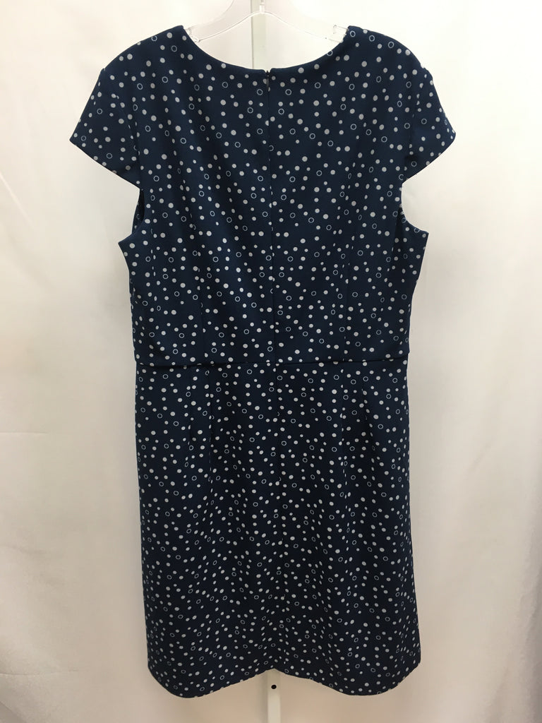 Size 16 Navy Print Short Sleeve Dress