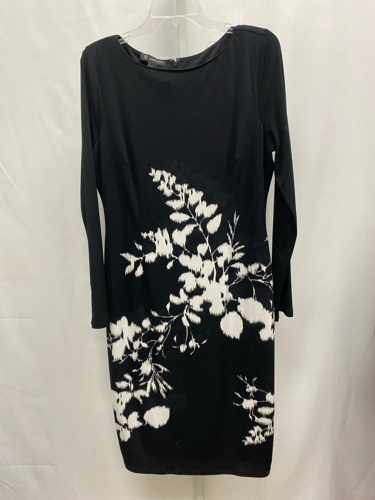 Size Large Inc Black Floral Long Sleeve Dress