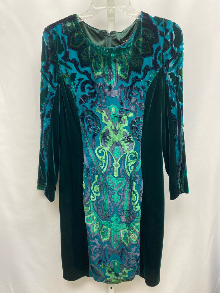 Size Large Alexia Admor Teal Print Long Sleeve Dress