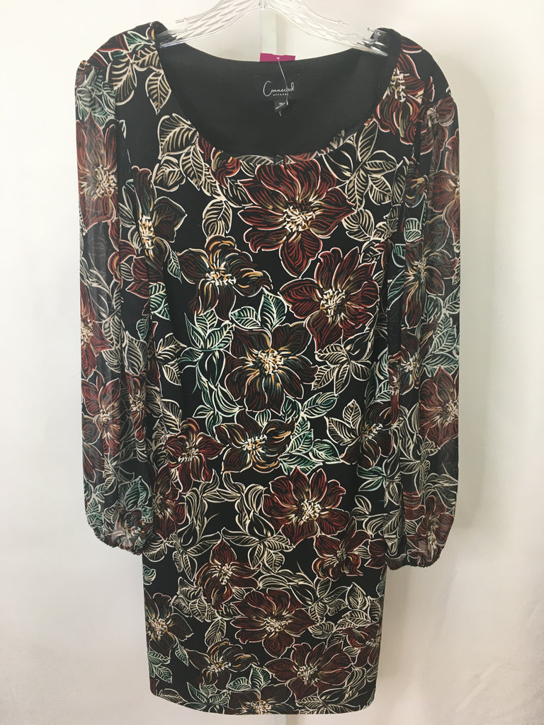 Size 10 Connected Black Floral Long Sleeve Dress