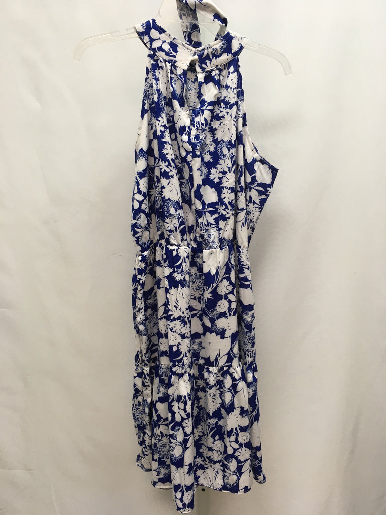 Size Large Blue/White Long Sleeve Dress