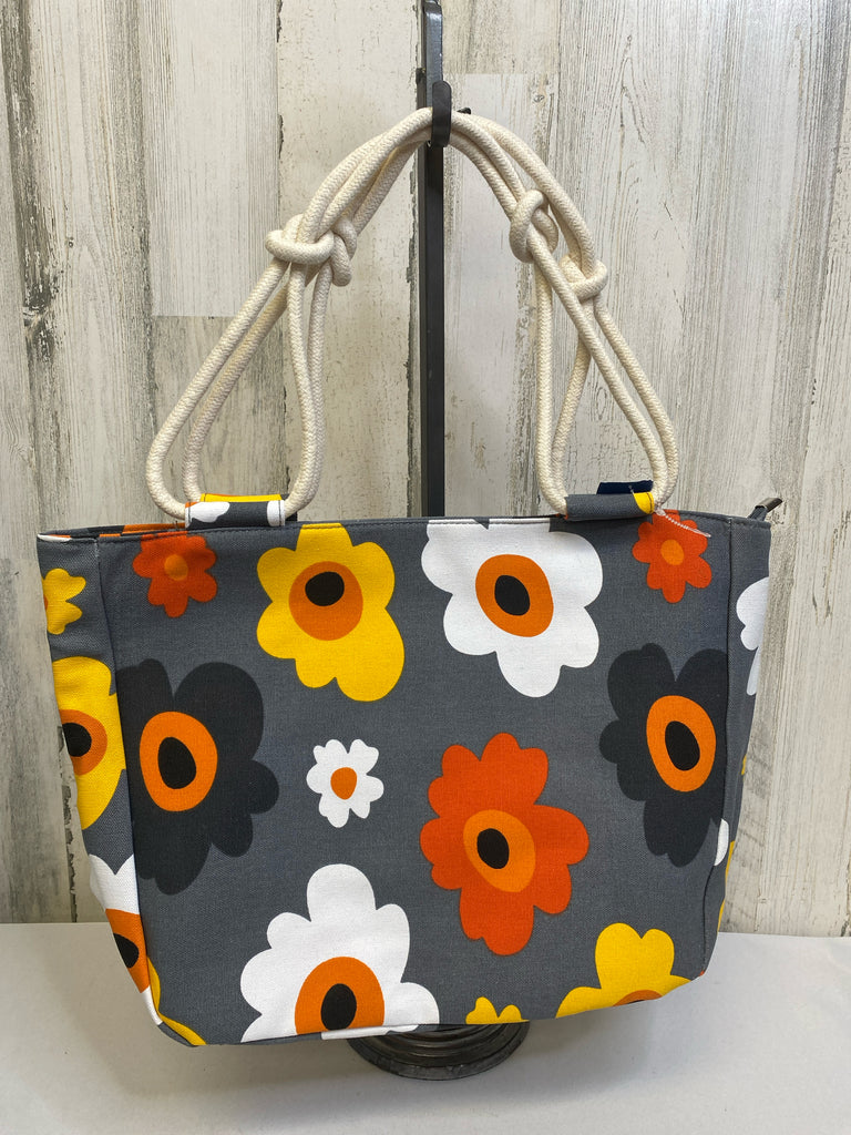 Gray Floral Tote