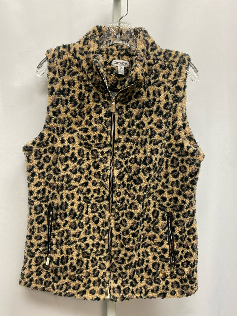 Calvin Klein Size Medium Tan Animal Vest/Outerwear