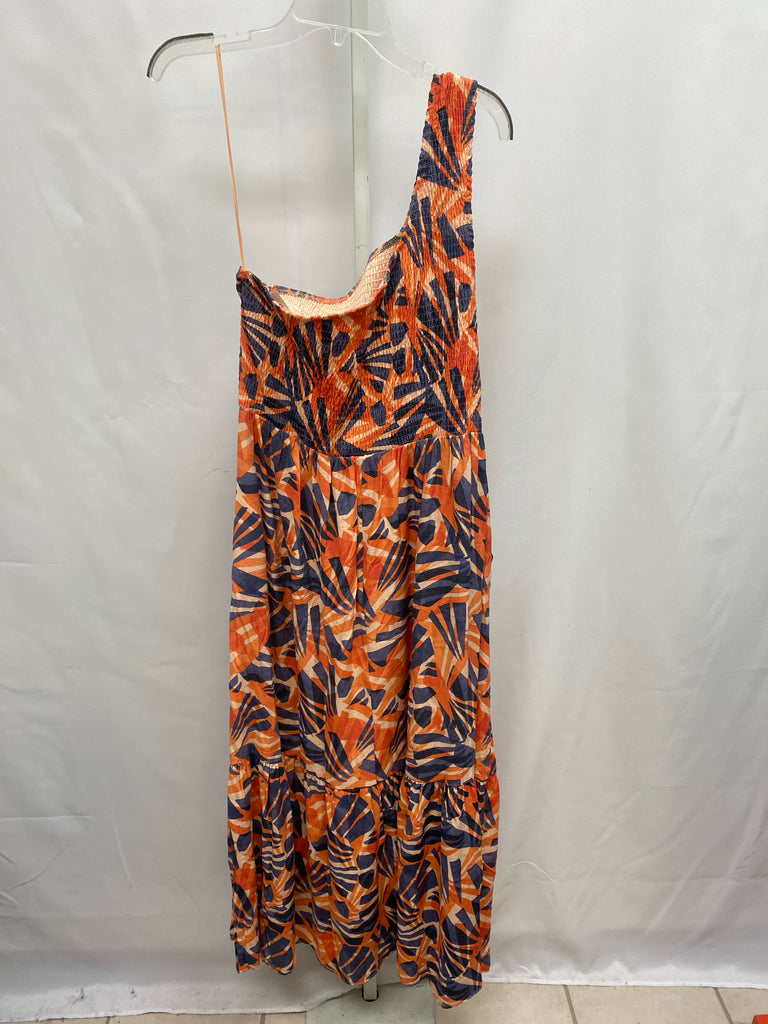 Size XLarge Nine West Orange Print Sleeveless Dress