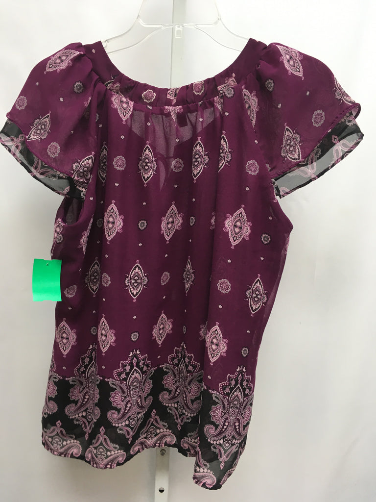 Apt 9 Size XLP Purple Print Short Sleeve Top