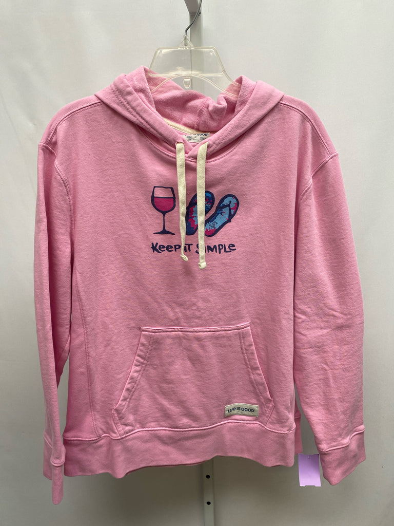 Life is good Size Large Pink Print Hoodie