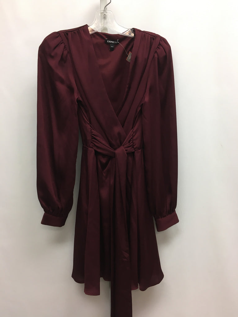 Express Size Small Burgundy Long Sleeve Dress