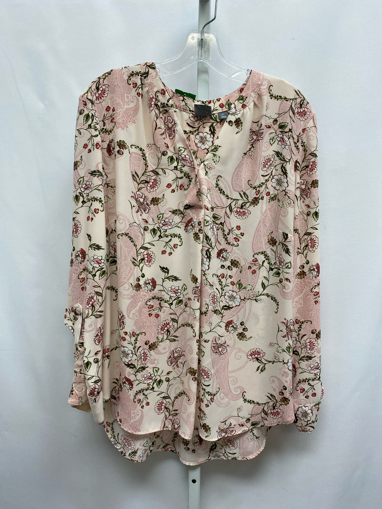 Soho Size XL Tan/Pink Long Sleeve Top