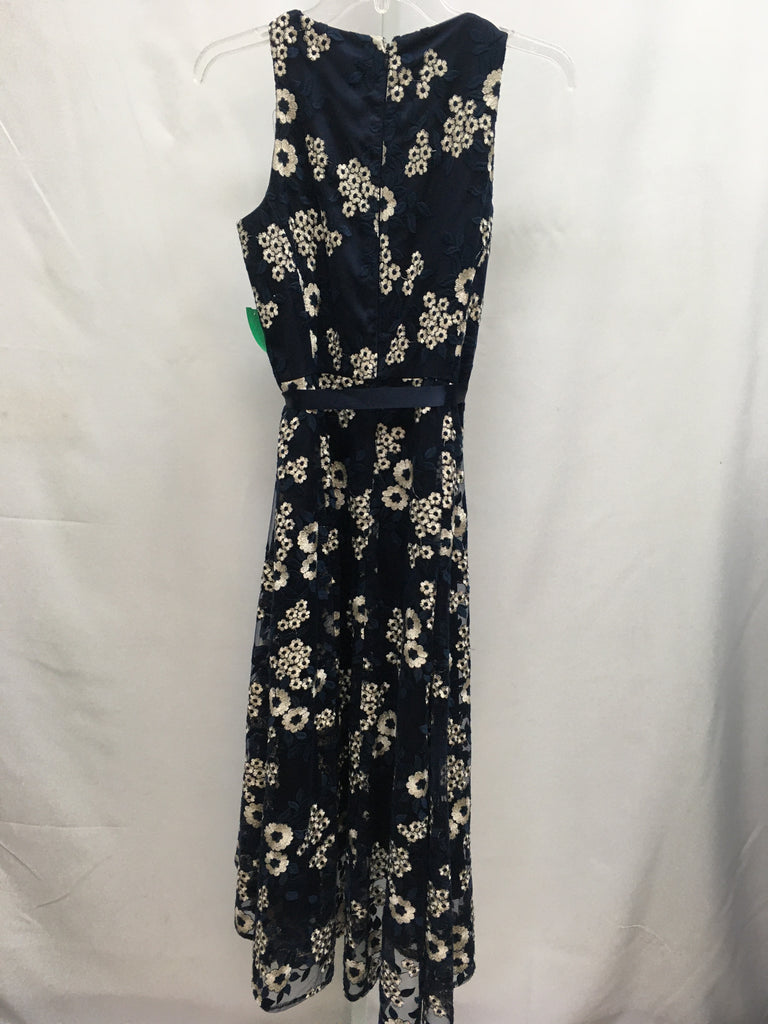 Size 4 Tahari Navy Floral Sleeveless Dress