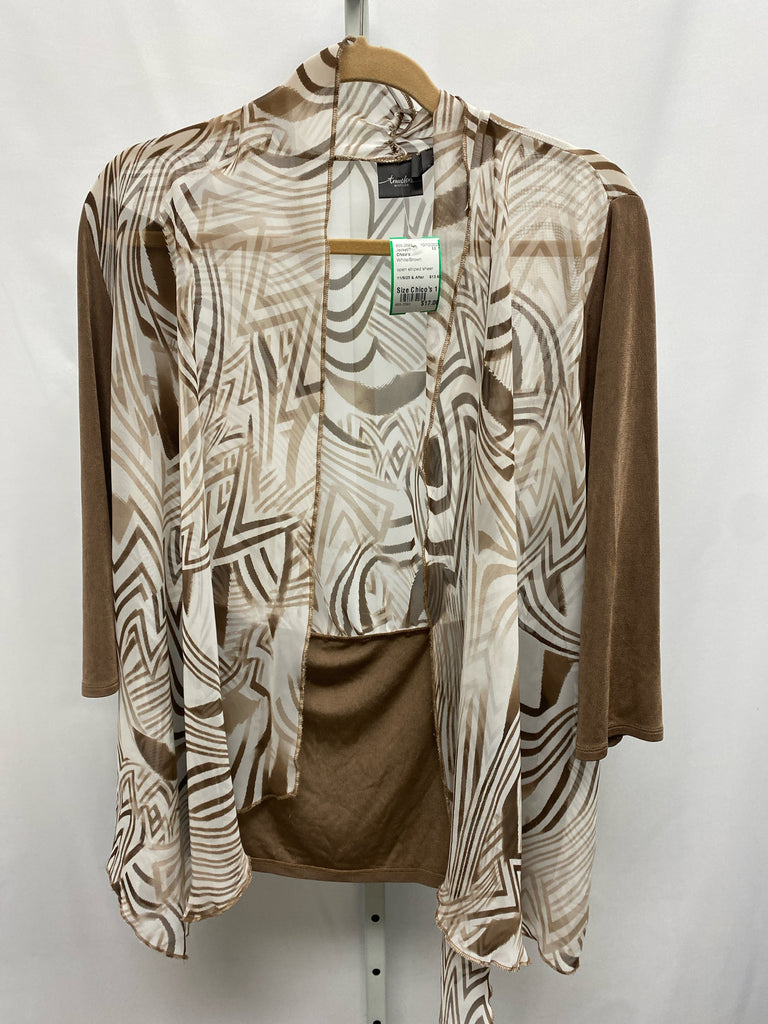 Chico's Size Chico's 1 (Medium) White/Brown Jacket/Top