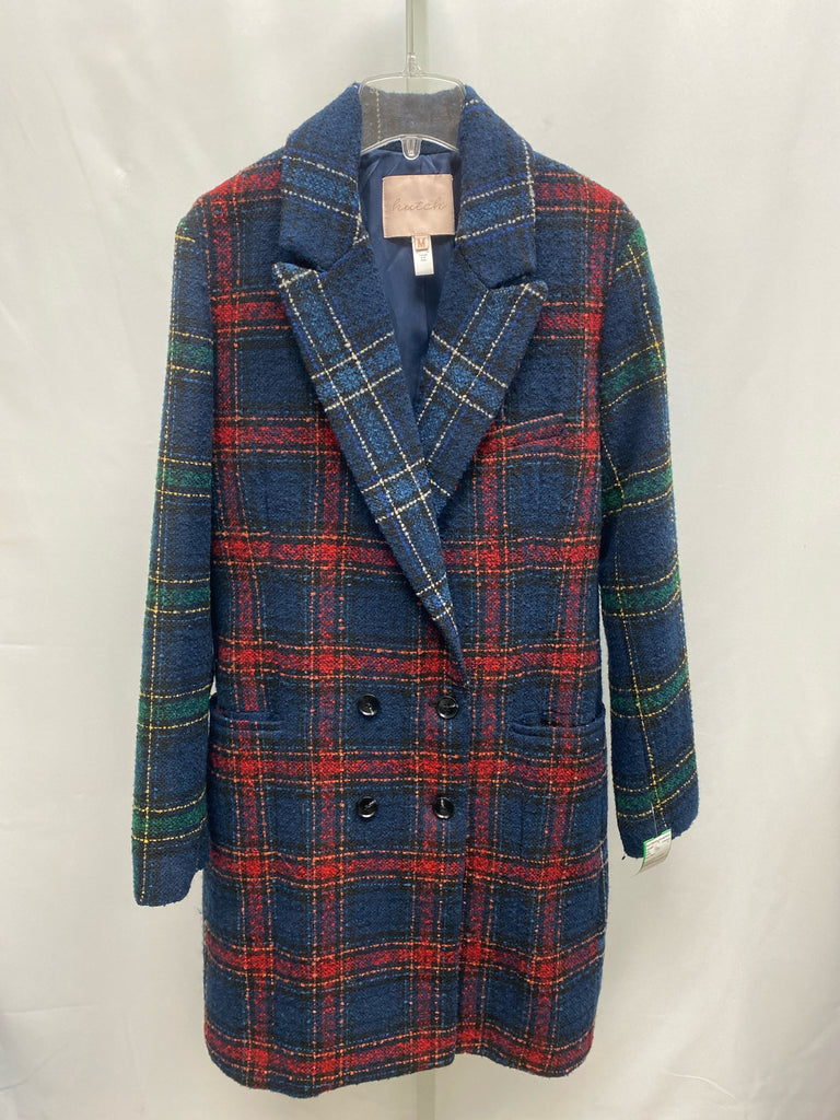 Size Medium Hutch Navy Plaid Coat