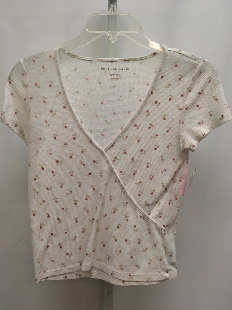 American Eagle White Floral Junior Top