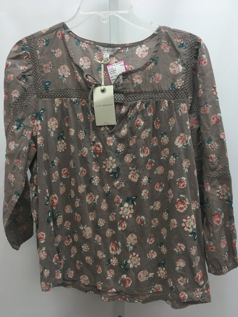 Lucky Brand Size SP Gray floral 3/4 Sleeve Top