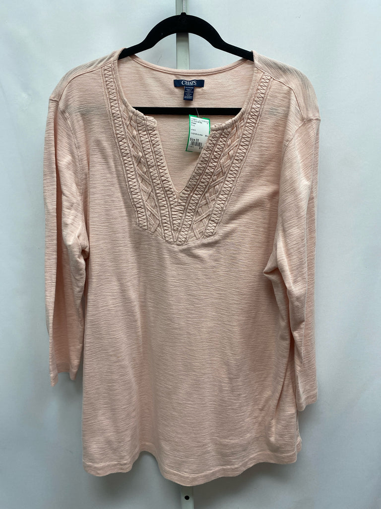 Chaps Size 2X Pink 3/4 Sleeve Top