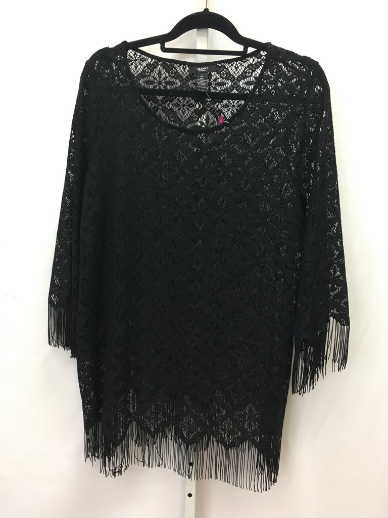 Alfani Size 2X Black Lace 3/4 Sleeve Top