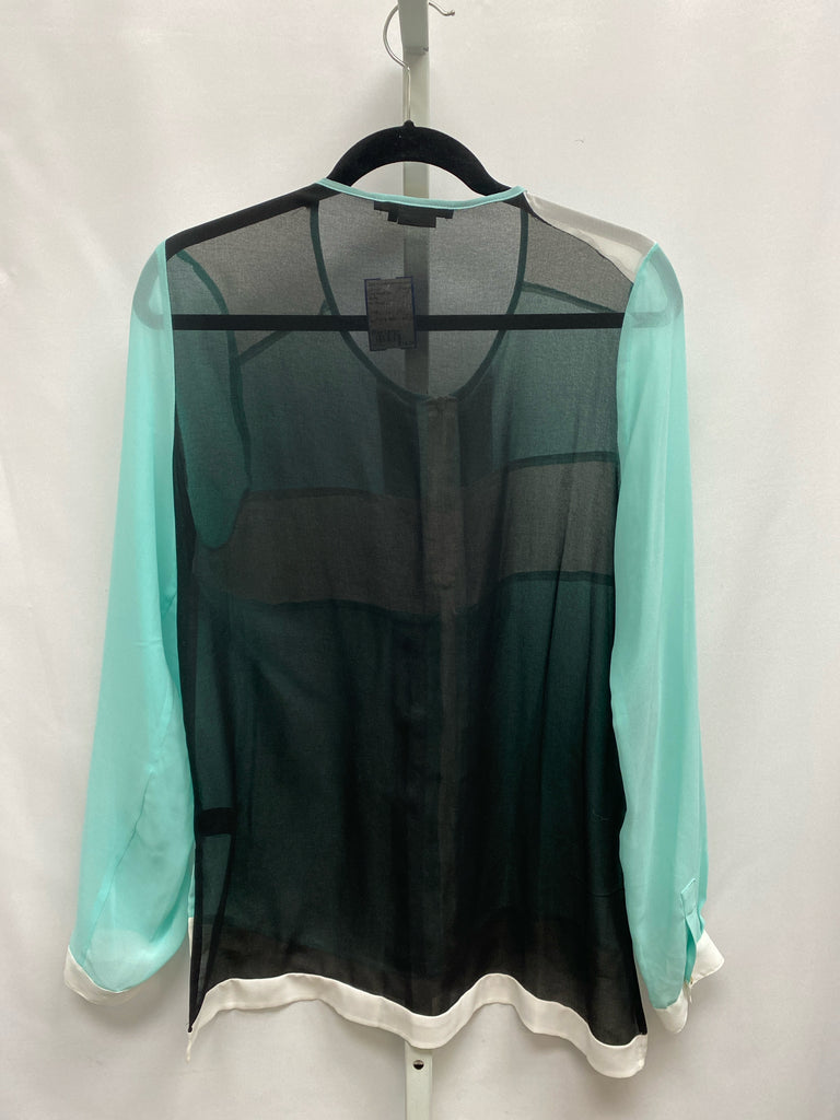 BCBG Size Large Mint/Black Long Sleeve Top
