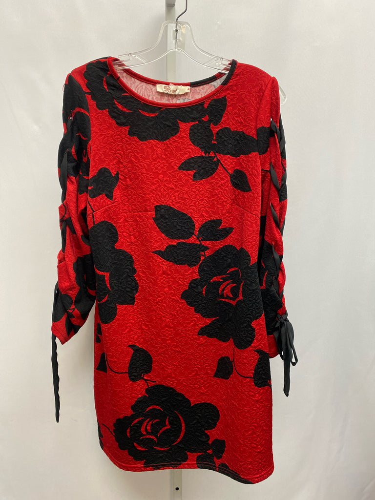 Size Medium Aryeh Red Floral Long Sleeve Dress