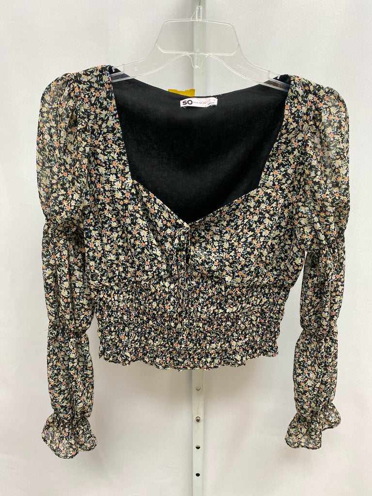 SO Black Floral Junior Top