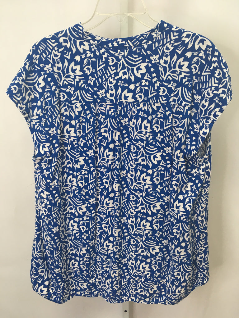 Pendleton Size Large Blue/White Short Sleeve Top