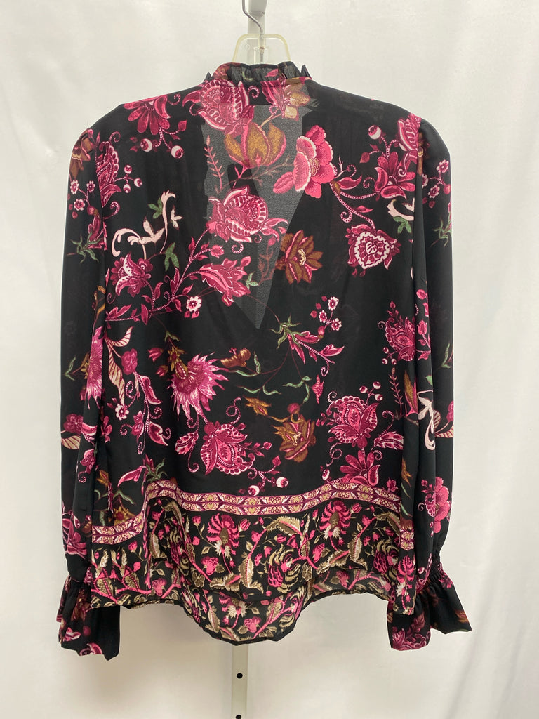 Inc Size Medium Black Floral Long Sleeve Top