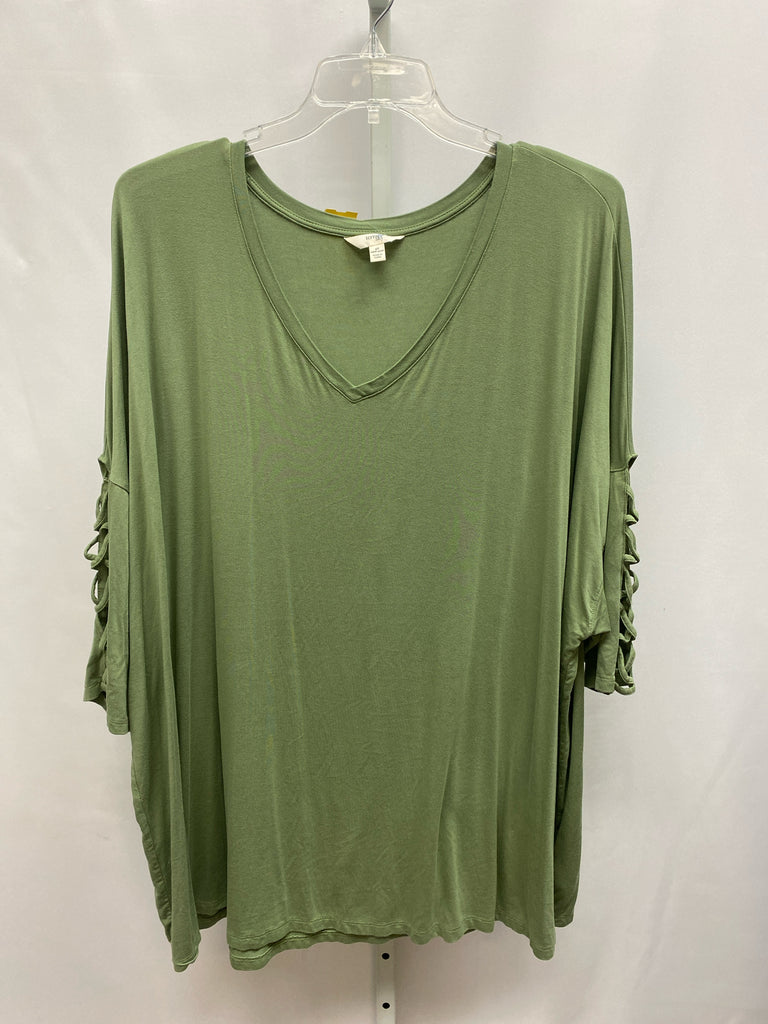 terra&sky Size 4X Olive 3/4 Sleeve Top