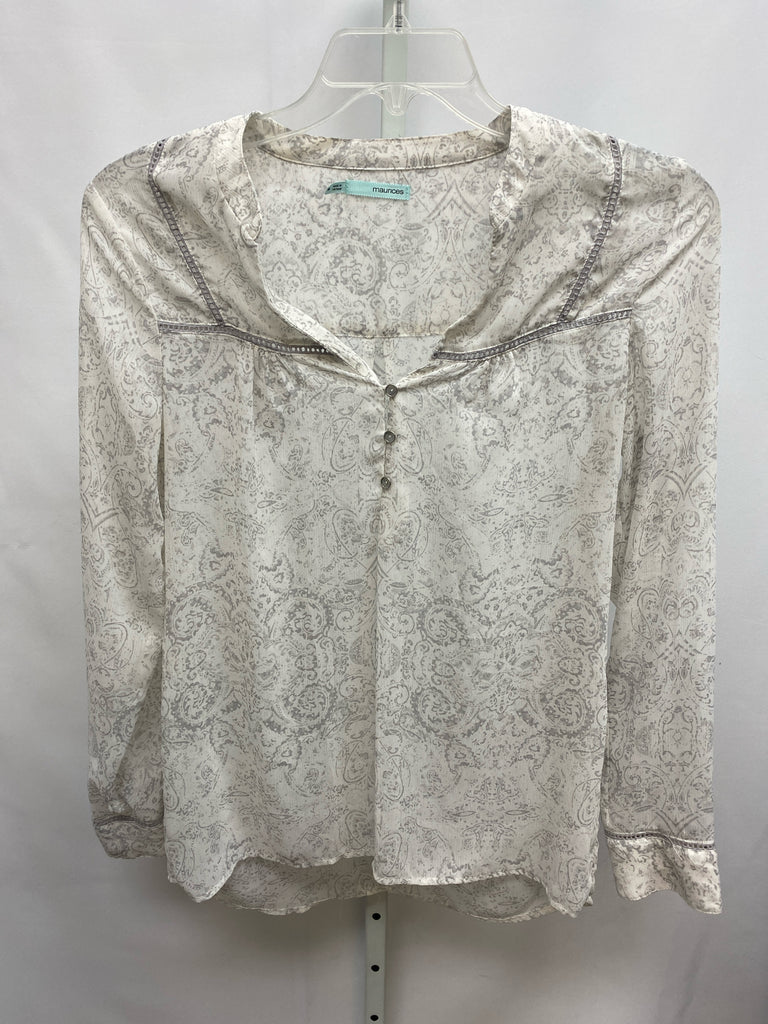 Maurices Size M Gray/White Long Sleeve Top