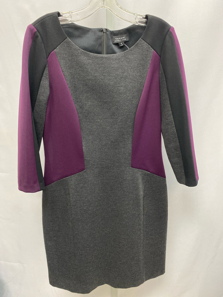 Size 10 Tahari Gray Print 3/4 Sleeve Dress