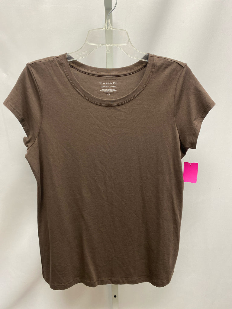 Tahari Size Large Brown Short Sleeve Top