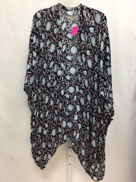 LOFT Size 24/26W Black Floral Cardigan