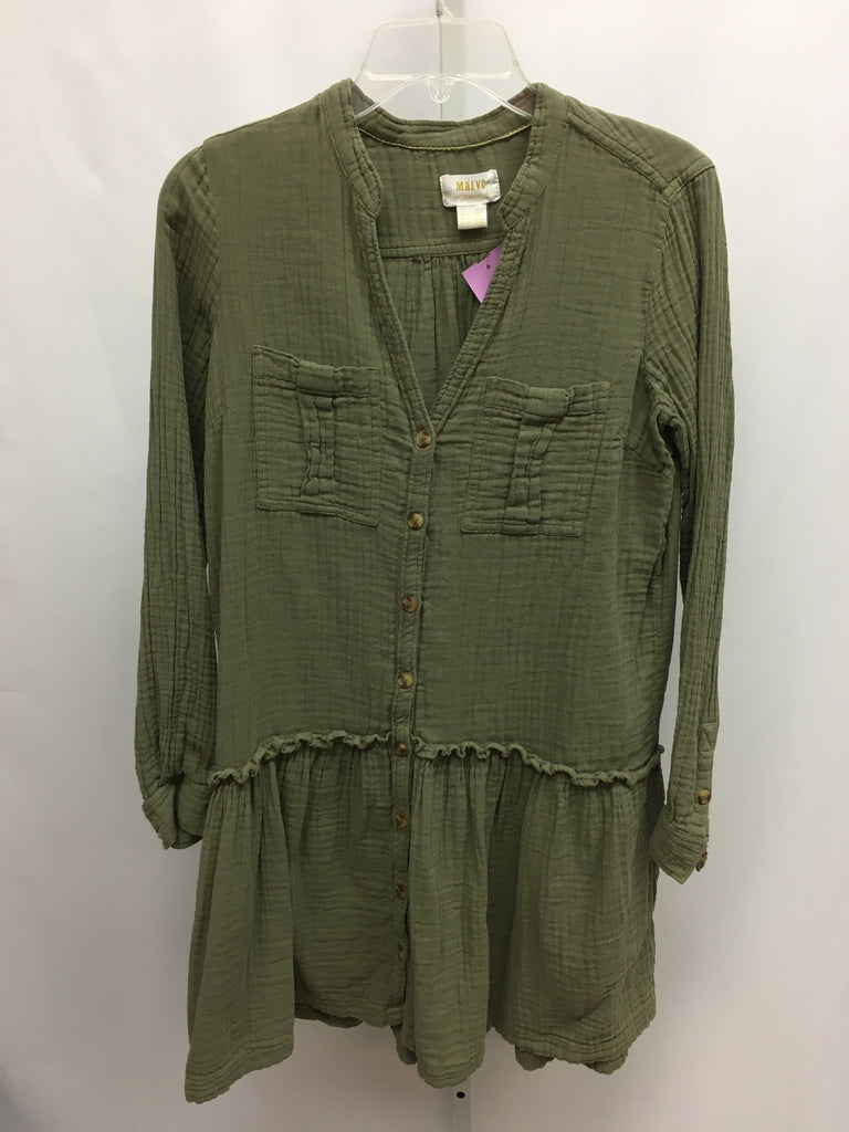 Size 6 maeve Army Green Long Sleeve Dress