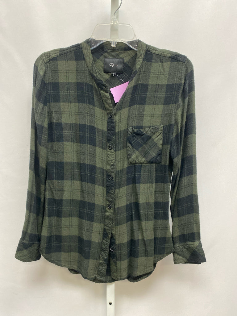 Rails Size Small Black/Green Long Sleeve Top