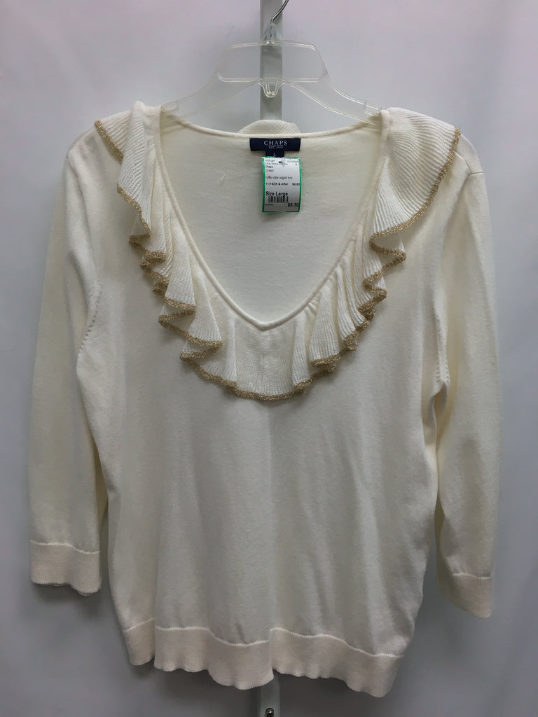 Chaps Size Large Cream Long Sleeve Sweater