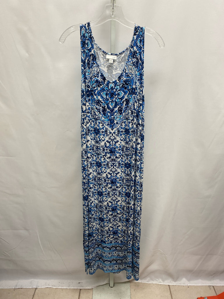 Size Large J.Jill Blue/White Maxi Dress