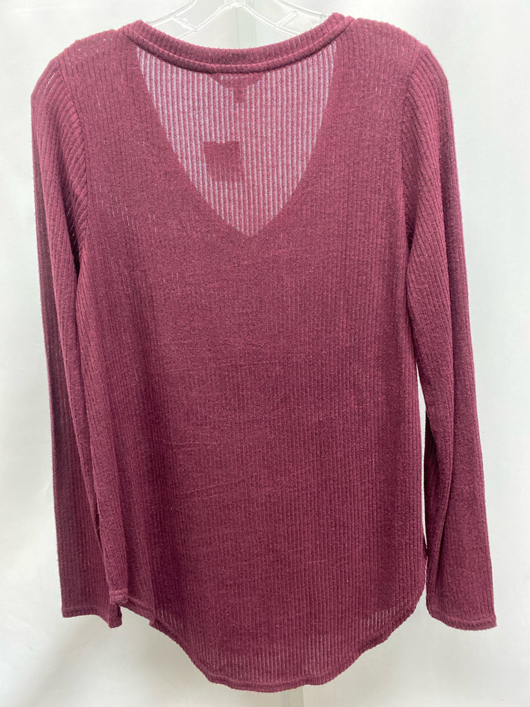 BKE Size Small Burgundy Long Sleeve Top