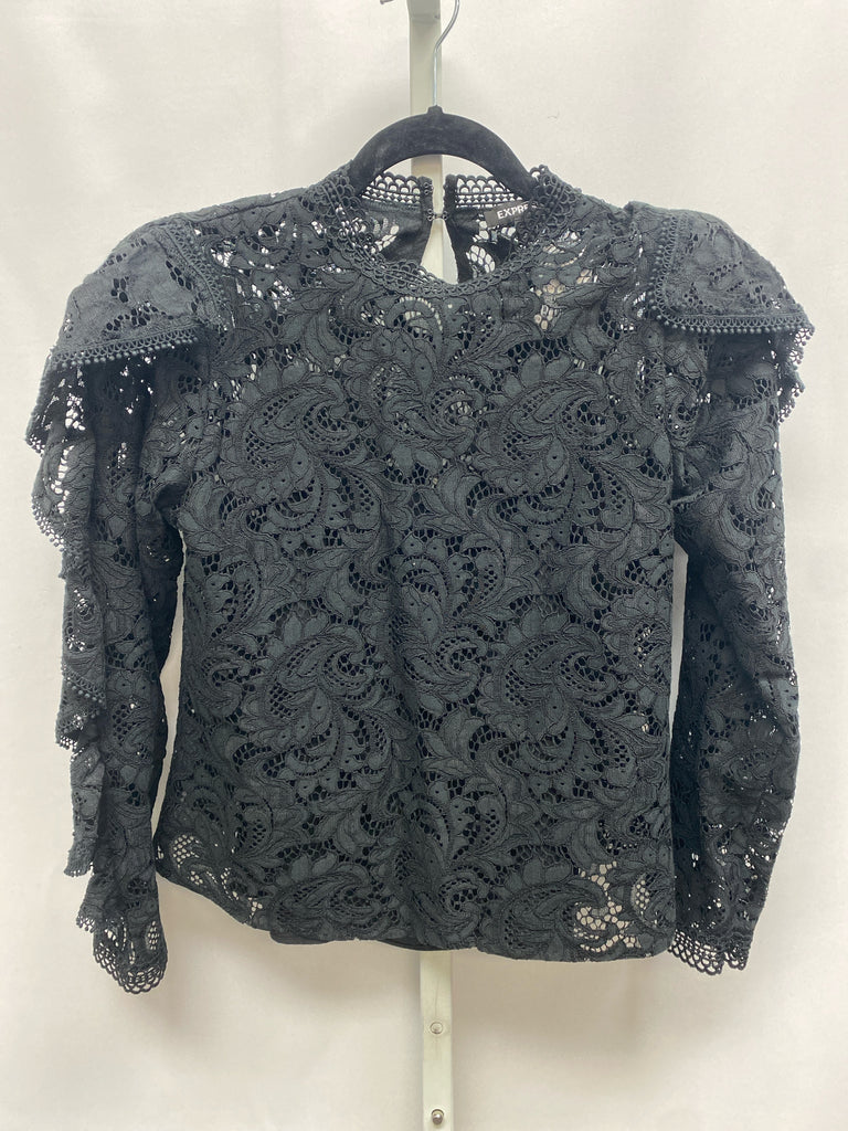 Express Size XS Black Lace Long Sleeve Top
