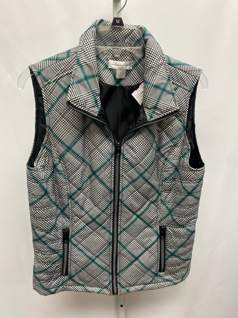 Christopher & Banks Size Medium Gray Plaid Vest/Outerwear